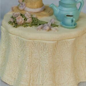 Handcrafted Cream Glass Art Table Sculpture with Pastel Accents